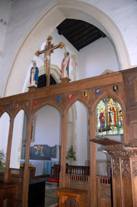 Harrold church chancel and north aisle seen from near pulpit May 2008